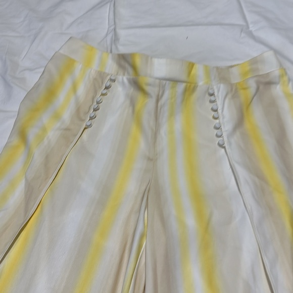 Cato Yellow White Women's Pants Split Front Harem Palazzo Wide Leg XL NWT - Picture 4 of 7